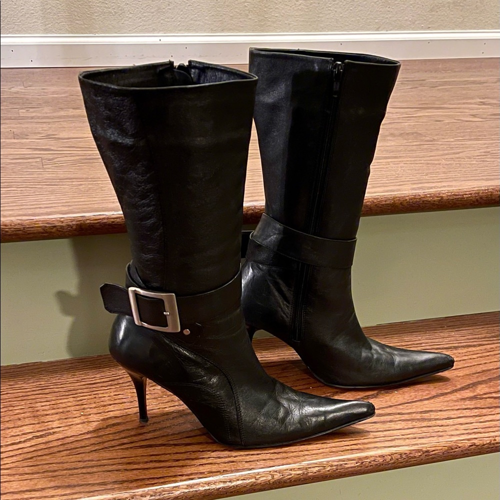 Frattini Black Leather Boots Size 38